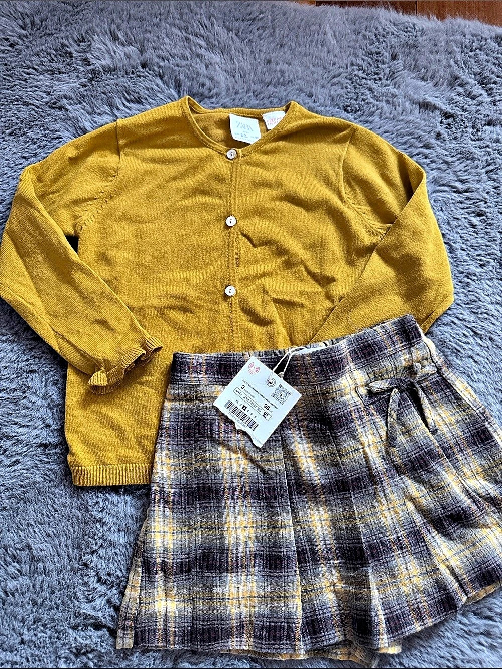 Zara Girls Plaid Matching Set Yellow Size 2-3Y NWT